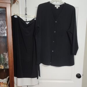 Casual Corner Elegant Black and White Top & Skirt Set